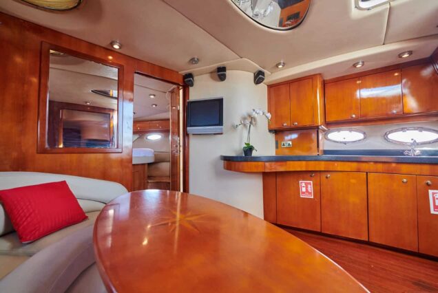 45ft Regal Yacht salon and kitchen interior Dubai charter