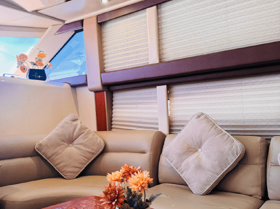 45ft Meridian yacht salon lounge Dubai Marina rental