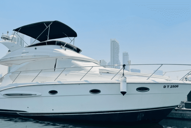 45ft Meridian yacht shade cover Dubai Marina