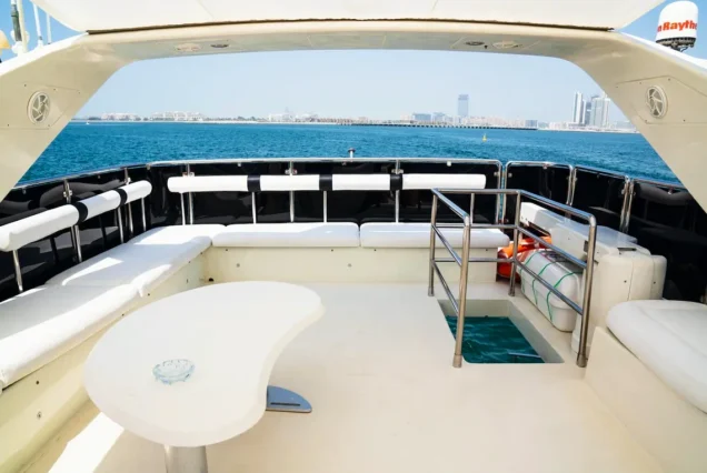 80ft Azimut yacht flybridge Dubai Marina sunset cruise