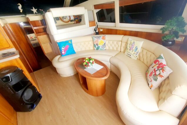 48ft Gulf Craft Yacht salon lounge Dubai Marina rental