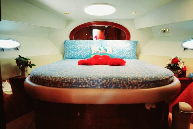48ft Gulf Craft Yacht master cabin bedroom Dubai yacht rental