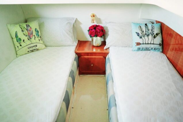 48ft Gulf Craft Yacht master cabin bedroom Dubai yacht rental