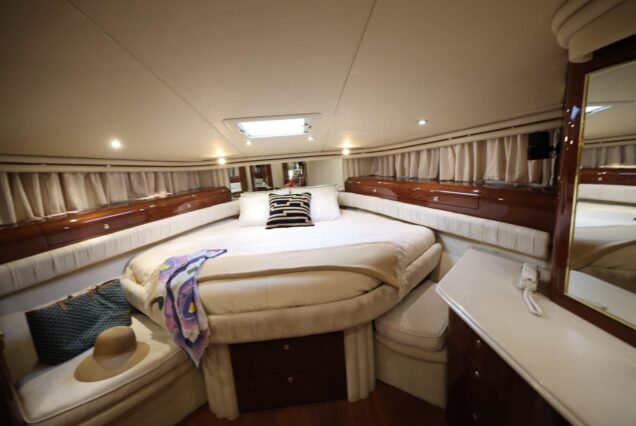 Luxury 63ft SEA RAY yacht master cabin bedroom Dubai yacht rental
