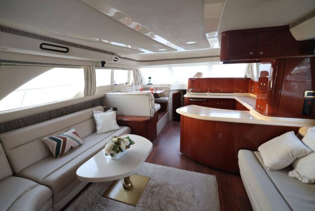 Luxury 63ft SEA RAY salon lounge Dubai Marina rental