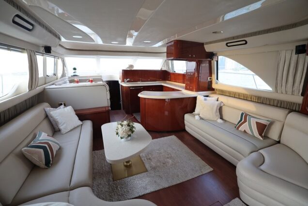 Luxury 63ft SEA RAY yacht salon lounge Dubai Marina rental