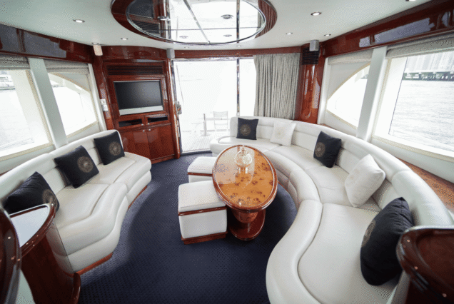 66ft Majesty Bella Vita interior dining area Dubai private cruise