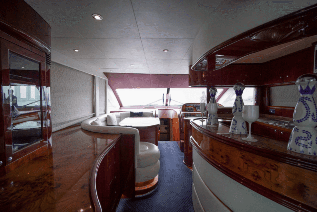 66ft Majesty Bella Vita interior dining area Dubai private cruise