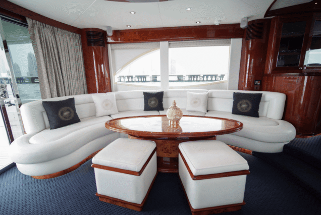66ft Majesty Bella Vita interior dining area Dubai private cruise