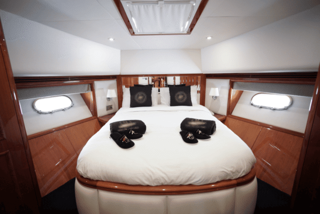 66ft Majesty Bella Vita master cabin bedroom Dubai yacht rental