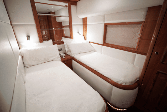 66ft Majesty Bella Vita cabin bedroom with second sleeping area Dubai Marina charter