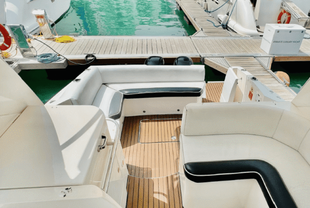 40ft Oryx Mini Yacht seating area Dubai private cruise