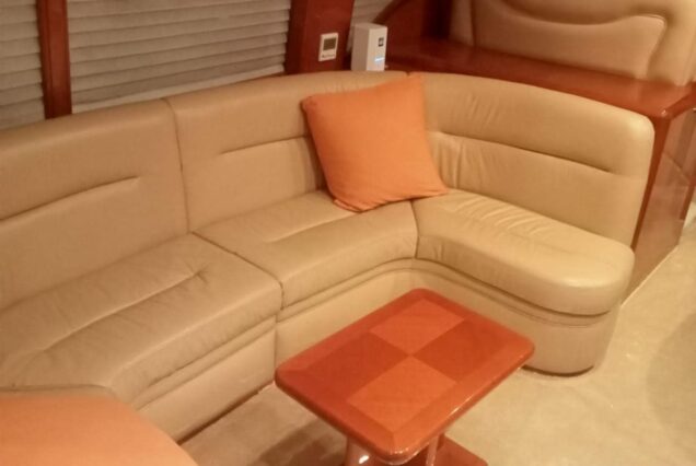 65ft Yacht interior dining area Dubai private cruise