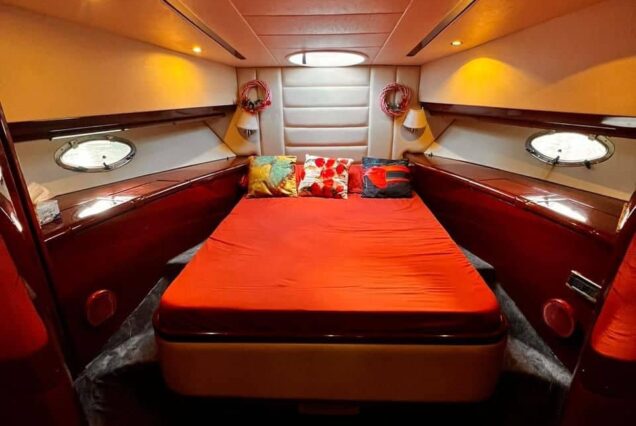 Rose 52ft Majesty master cabin bedroom Dubai yacht rental