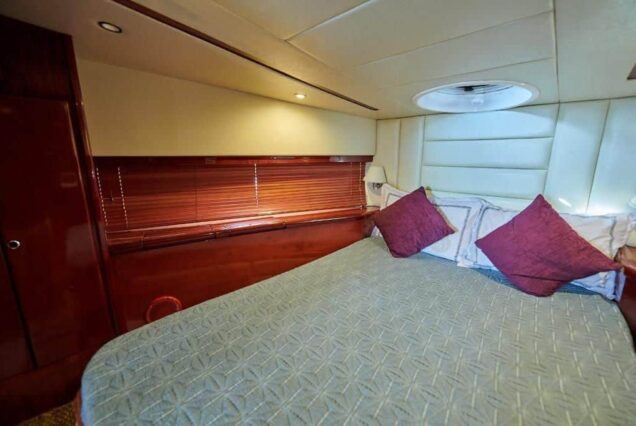 Rose 52ft Majesty master cabin bedroom Dubai yacht rental