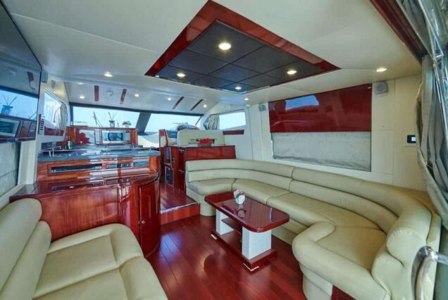 Rose 52ft Majesty salon lounge Dubai Marina rental