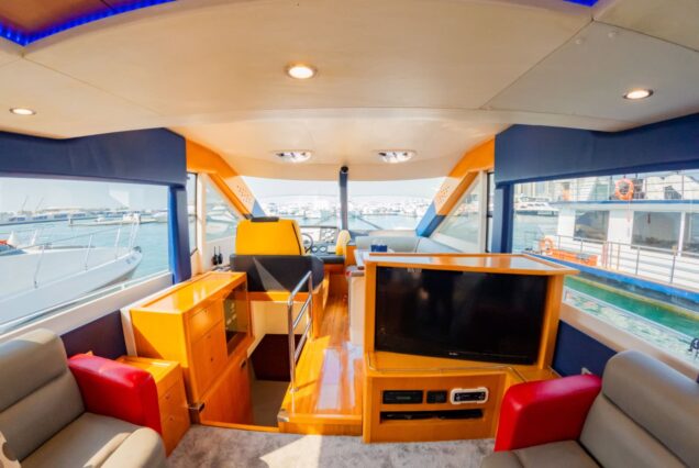 Hamdan 65ft Yacht salon lounge Dubai Marina rental