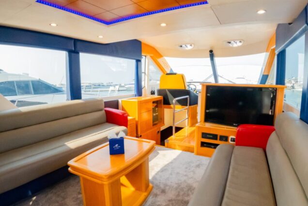 Hamdan 65ft Yacht interior dining area Dubai private cruise