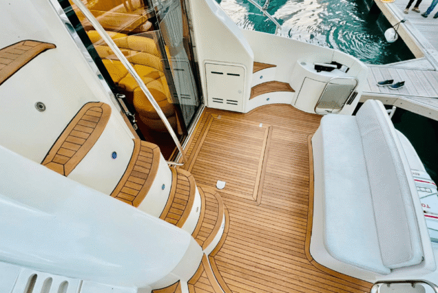 Azimut 42ft North Star Yacht entrance gate with stairs to upper deck Dubai Marina rental