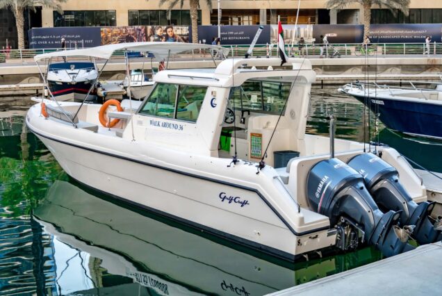 36ft Cruise Master Dubai swim platform with easy access to the water