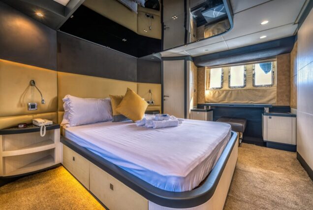 Luxury 77ft Diamond Dust Dubai spacious master bedroom designed for comfort and relaxation at sea