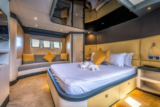 Luxury 77ft Diamond Dust Dubai spacious master bedroom designed for comfort and relaxation at sea