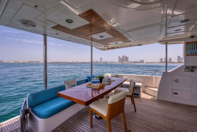 Blue Moon 64ft Yacht Dubai boarding area with convenient access to all deck spaces