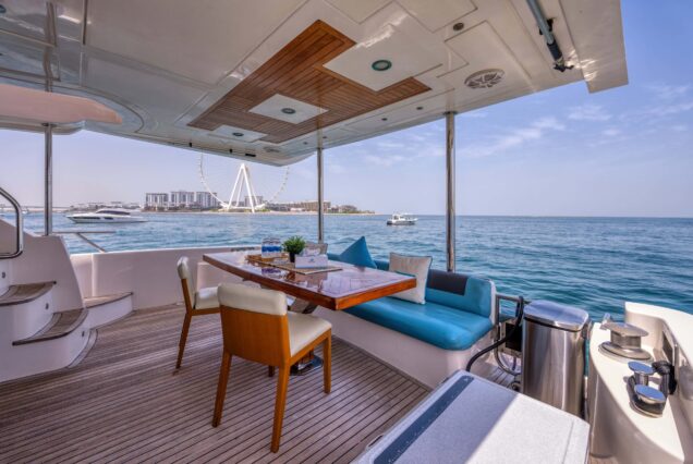 Blue Moon 64ft Yacht Dubai boarding area with convenient access to all deck spaces