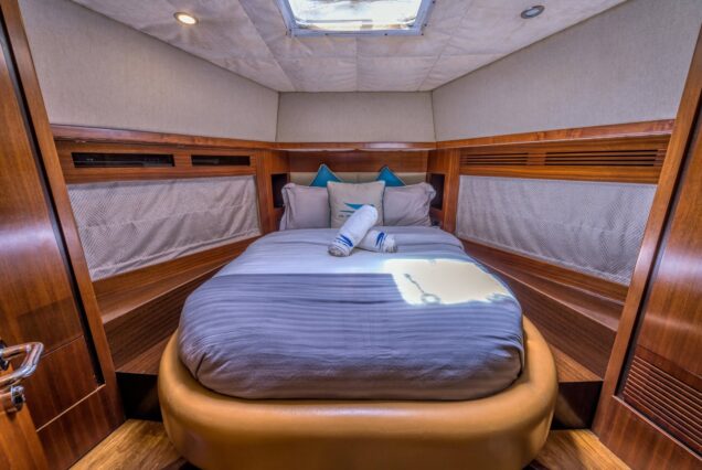 Blue Moon 64ft Yacht Dubai guest cabin with refreshed interiors and premium sleeping comfort