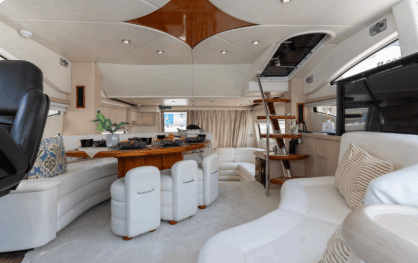 64ft Luxurious Sunseeker internal stairs to upper deck Dubai Marina rental