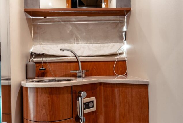 The 68ft Modern Yacht is equipped with modern washrooms for guests’ comfort and convenience.