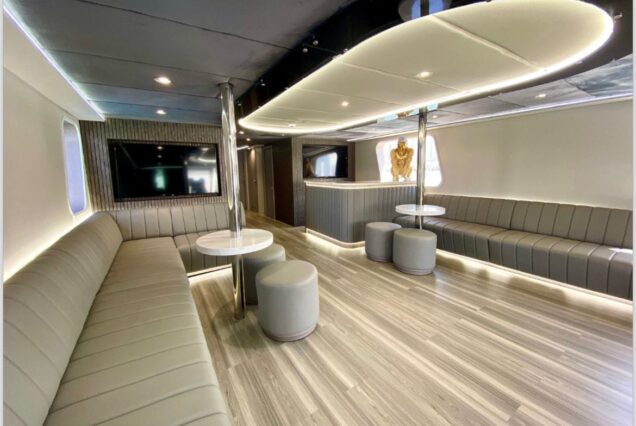 125ft Sweet Caroline Dubai grand indoor salon with elegant seating and contemporary décor