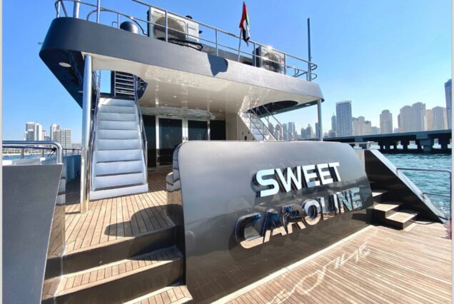 125ft Sweet Caroline Dubai oversized swim platform with convenient sea access