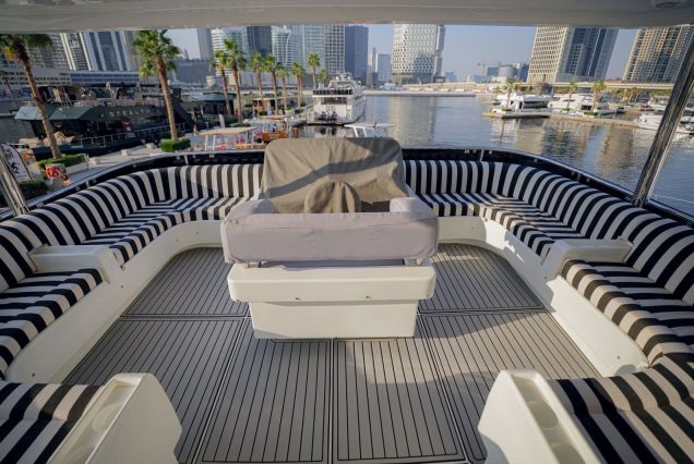 Duretti 80ft (New Brand 2025) Miami upper deck seating with table for drinks and alfresco dining