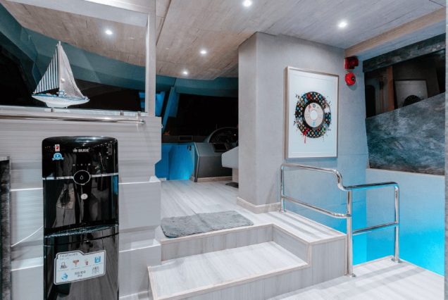 ARABELLA 88ft Yacht Dubai stylish lounge with table for entertainment and social gatherings