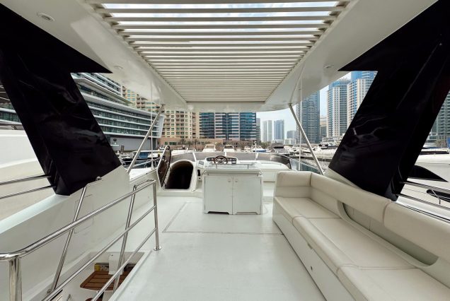 Princess 65ft Dubai upper deck suitable for leisure cruising and outdoor enjoyment