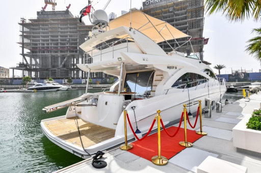 56ft Royal Deluxe Dubai spacious swim platform with easy access to the sea