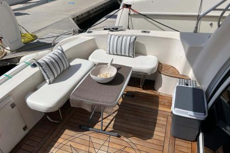 45ft Al SHAALI Entrance with table Dubai yacht rental