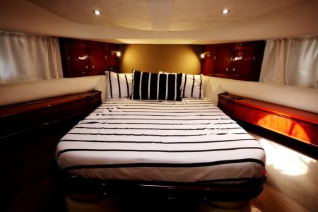 60ft Princess Yacht cabin bedroom with second sleeping area Dubai Marina charter